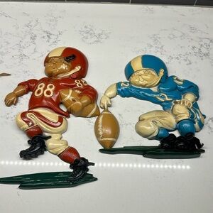 Vintage 1976 HOMCO Football players  Metal Wall Hangings